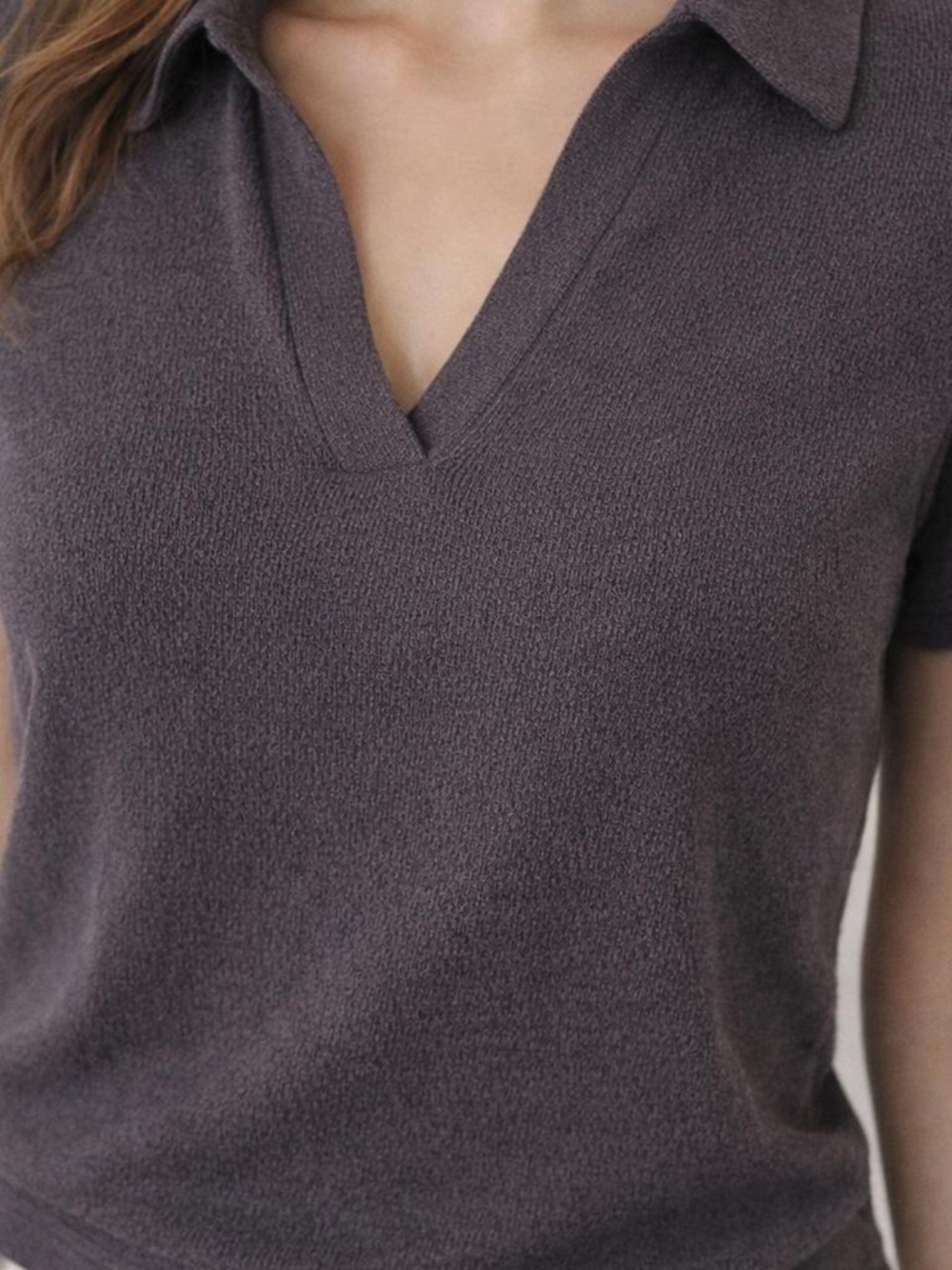 H&M Charcoal Knit Polo Tee